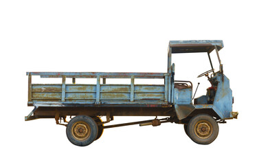 Agricultural trucks, old and worn condition. Isolated on transparent background.