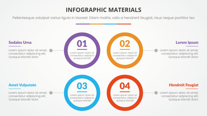 infographic slide presentation template with modern flat style color with 4 circle shape