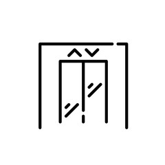 Elevator with up and down arrows. Pixel perfect, editable stroke line