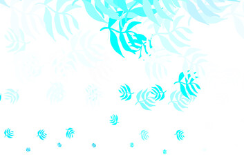 Light Blue, Green vector doodle background with leaves.