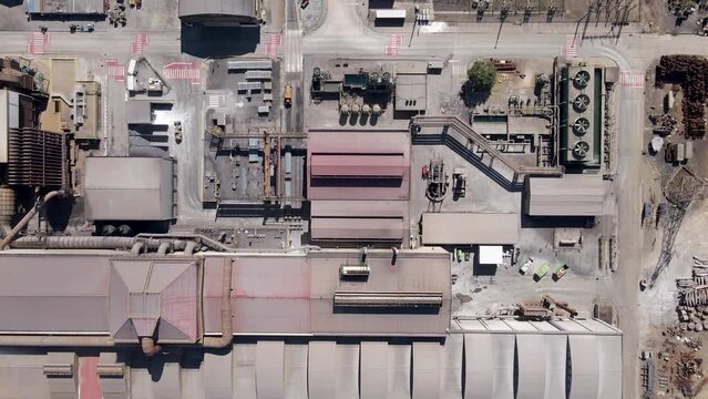 Aerial view of a giant quarry and construction site at Ecometais, a Treatment and recycling plant in Aldeia de Paio Pires industrial area, Setubal, Portugal.