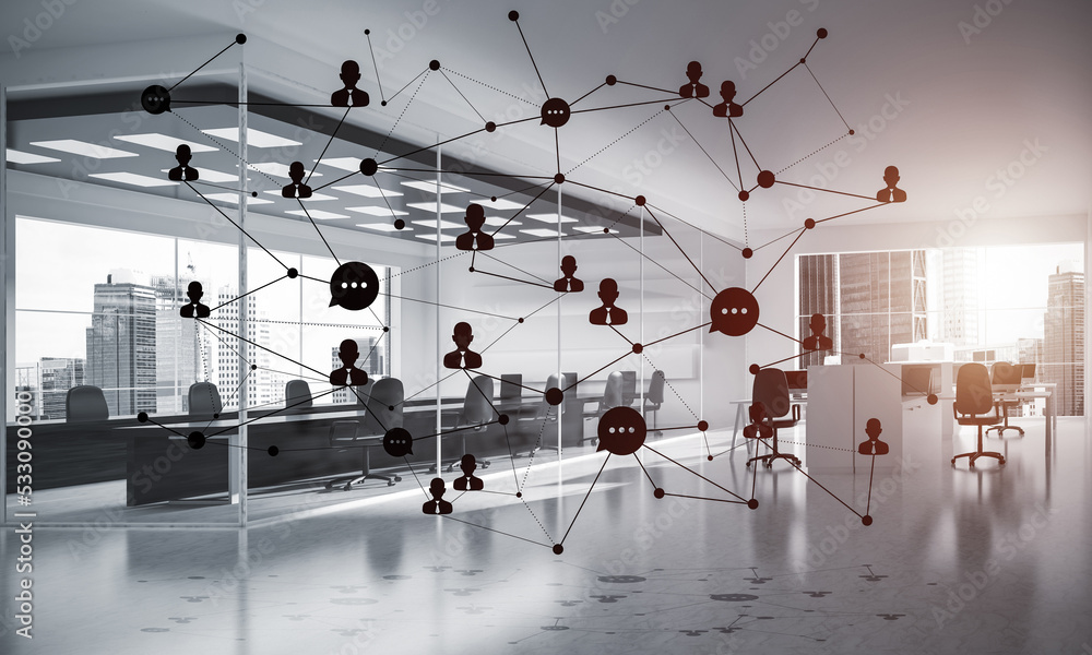 Poster networking and wireless connection as concept for effective modern business