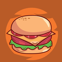 burger and fries illustration