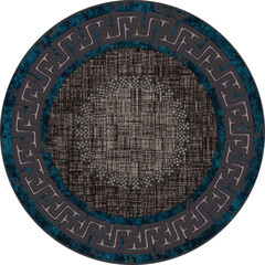 Round vector carpet, kilim print pattern or jacquard knitting design, supla, tablecloth, hat, accessory, print design. Geometric motifs line, stripes, border and marble textured . antique vintage chic
