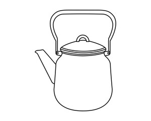 Teapot. Outline drawing. Close-up. Graphics. Vector. Sketch. Sketch. Used in web design for magazines, coloring books, templates, sketches, stencils