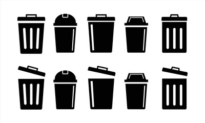 Trash can. Trash can icons set with different style. Vector illustration.