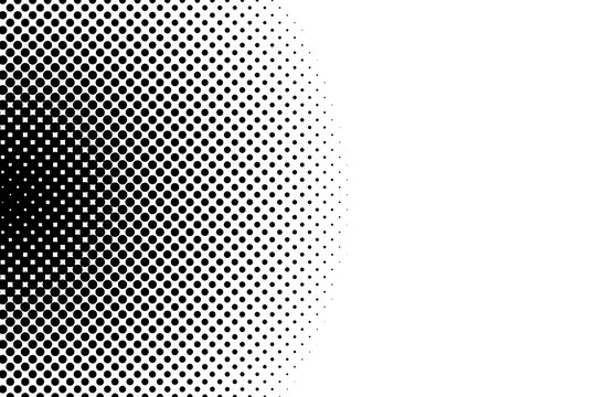 Black white pop art background with halftone dots in retro comic style. Vector illustration.
