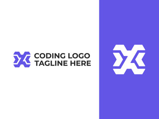 x letter coding logo concept