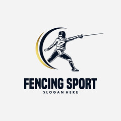 Fencing Sport logo design template