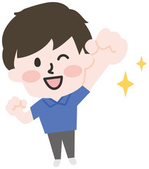 ポロシャツを着たスタッフ