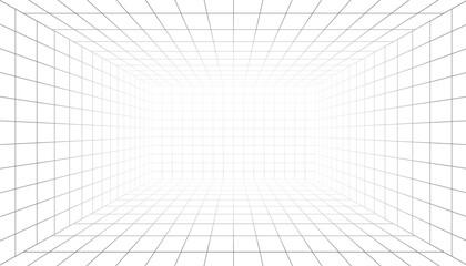 abstract 3d perspective indoor wireframe vector design