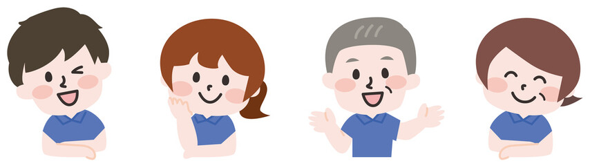 ポロシャツを着たスタッフたち