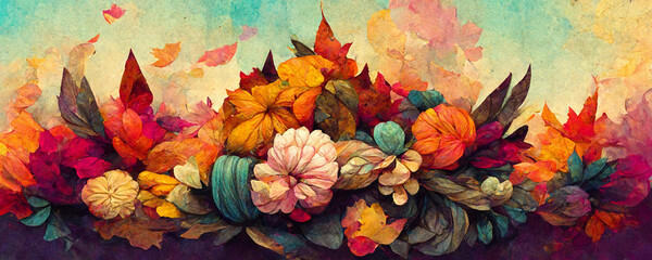 Floral decoration as autumn design background