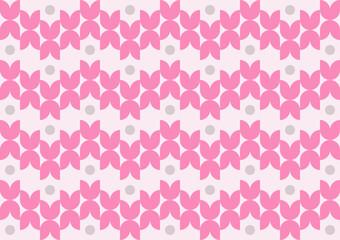 Repetition of pink tulip flowers shape in zigzag.