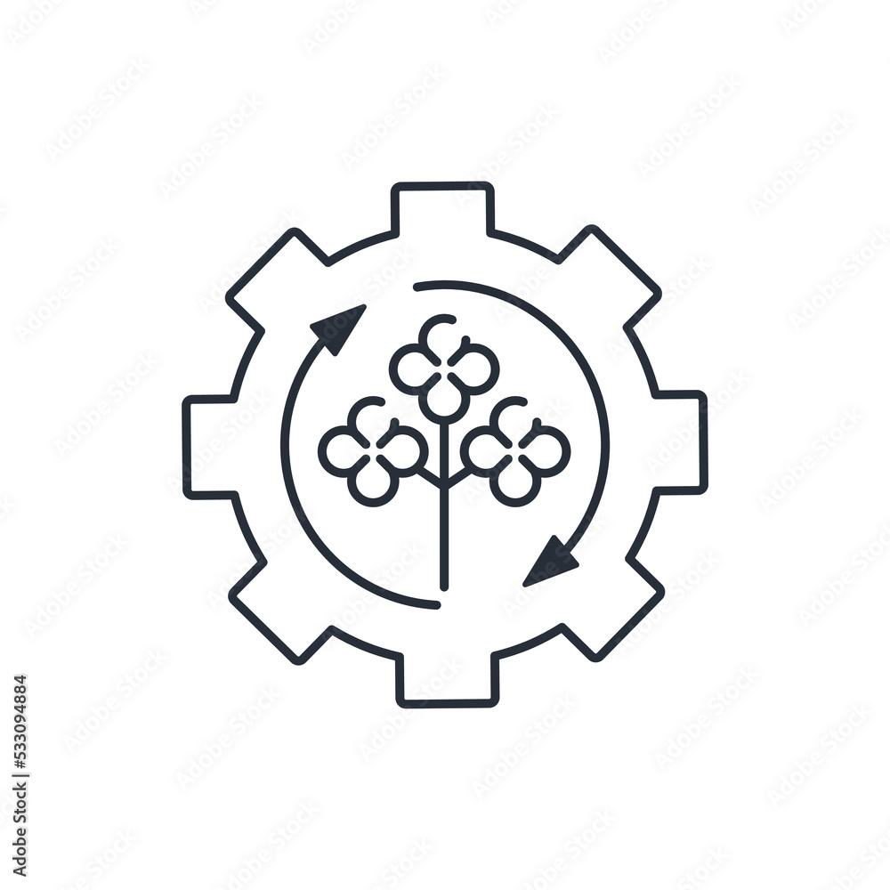 Poster technologies with the use of natural ingredients. vector linear icon isolated on white background.