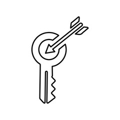 Key wording, target, key, keys, keyword outline icon. Line vector design.
