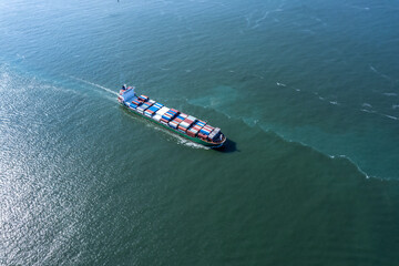 Port terminal freighter and city skyline