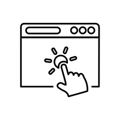 Page, web, click, ppc outline icon. Line art sketch.