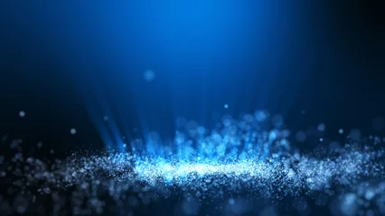 Türaufkleber Blue particle background, Light shine. © kokotewan