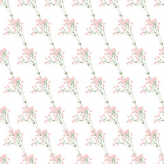 Obraz na płótnie Canvas Fresh Spring Pink Floral Plant Cute Decoration Vector Graphic Art Seamless Pattern