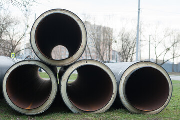 Stock of large diameter metal pipes for the reconstruction of water or gas supply