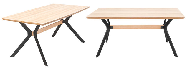 Modern designer table with metal legs. Isolated from the background. Interior element