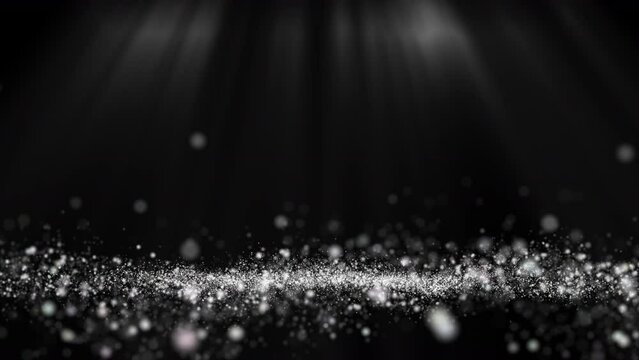 Glitter light white particles stage and light shine , Transparent isolated abstract background. Flickering particles with bokeh effect.