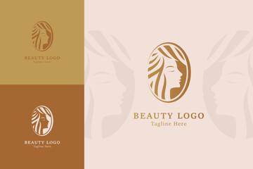 Beauty woman's face logo template