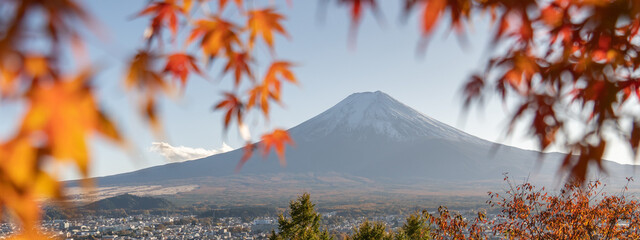 View of Mount Fuji from the viewpoint of Chureito Pagoda.Chureito Pagoda was built on the...