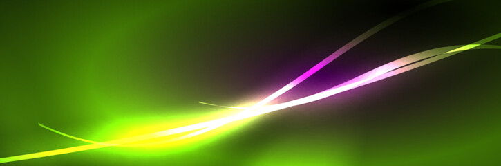 Neon glowing fluid wave lines, magic energy space light concept, abstract background wallpaper design