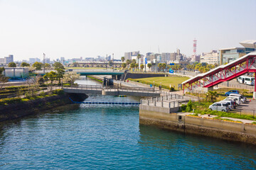 Obraz premium The Sakurajima Ferry Terminal Port in Kagoshima prefecture, Kyushu, Japan.