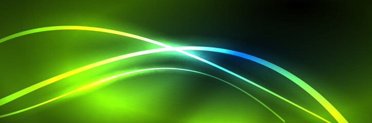 Blue neon glowing lines, magic energy space light concept, abstract background wallpaper design