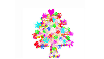 雪の結晶のクリスマスツリー背景