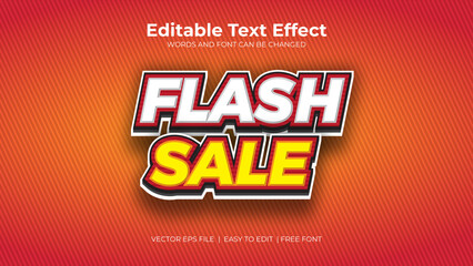 Flash sale text effect in 3d style white red yellow color