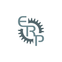 ERP letter, enterprise resource planning icon isolated on white background