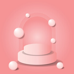 3d background products display pink podium scene with circle.