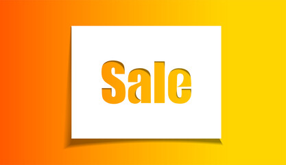 3D sale sign. Cut out paper with white Paper Text Sale symbol with shadow. Minimalism idea concept
