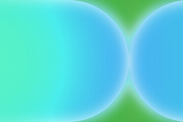 abstract collided geometric bloomy shinny half circle teal cyan liquid on green background