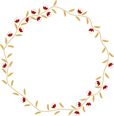 golden christmas wreath with red calligraphy