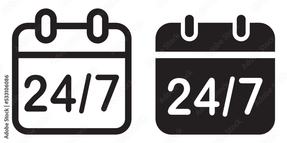 Poster ofvs151 outlinefilledvectorsign ofvs - calendar 24/7 service vector icon . isolated transparent . bl