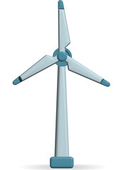 3D Realistic wind turbine, wind power station with long vanes. Renewable wind energy, green and alternative eco energy concept. 
