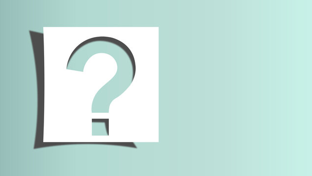 Cut out paper with white question mark symbol on light green background with shadow. Minimalism idea concept for Surveys, Solution and counseling. 