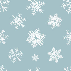 Naklejka na ściany i meble Snowflakes Seamless Christmas Holiday Vector Pattern