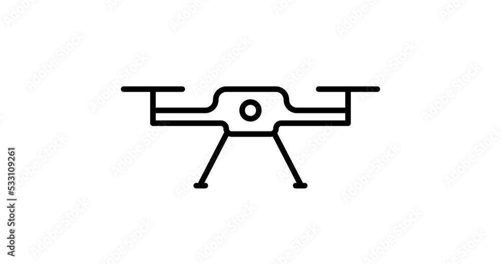Poster drone animated outline icon. drone line icon motion design for web, mobile and ui design.