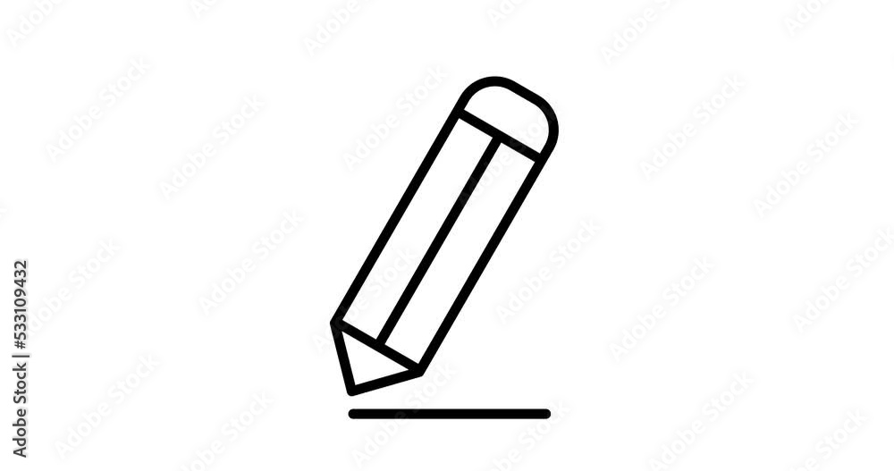 Poster writing pencil animated outline icon. writing pencil line icon motion design for web, mobile and ui 