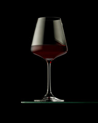 Isolated glass of red wine, copy space