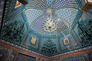 Ancient Oriental Architecture Details in Traditional Uzbek Style in the Shah-i-Zinda Ensemble