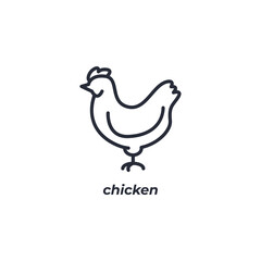 Vector sign chicken symbol is isolated on a white background. icon color editable.