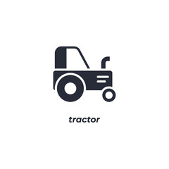 Vector sign tractor symbol is isolated on a white background. icon color editable.