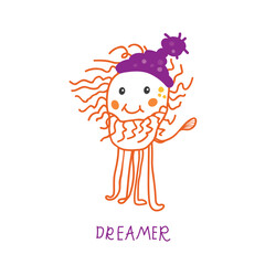 Lion hand drawn. Cartoon animals isolated on white